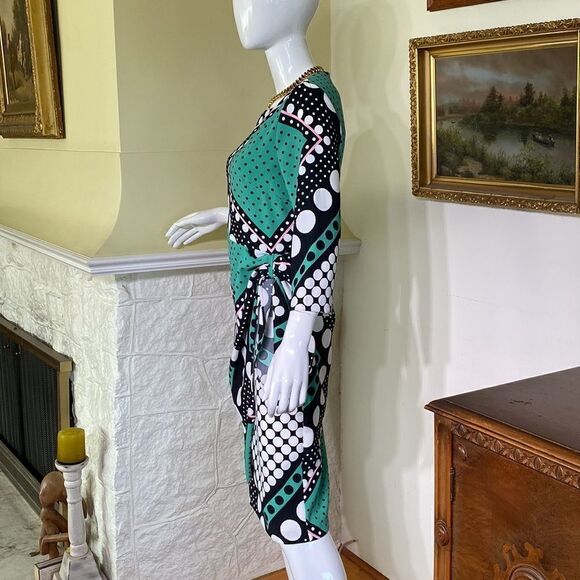 Vintage M&S Polka Dot Faux Wrap Dress - Picture 5 of 13